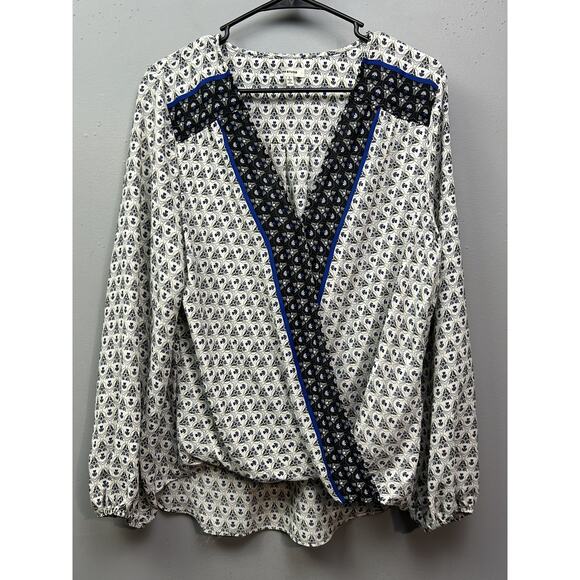 AX Studio Blouse Womens Large Boho Floral V Neck Long Sleeve Top - Picture 1 of 8